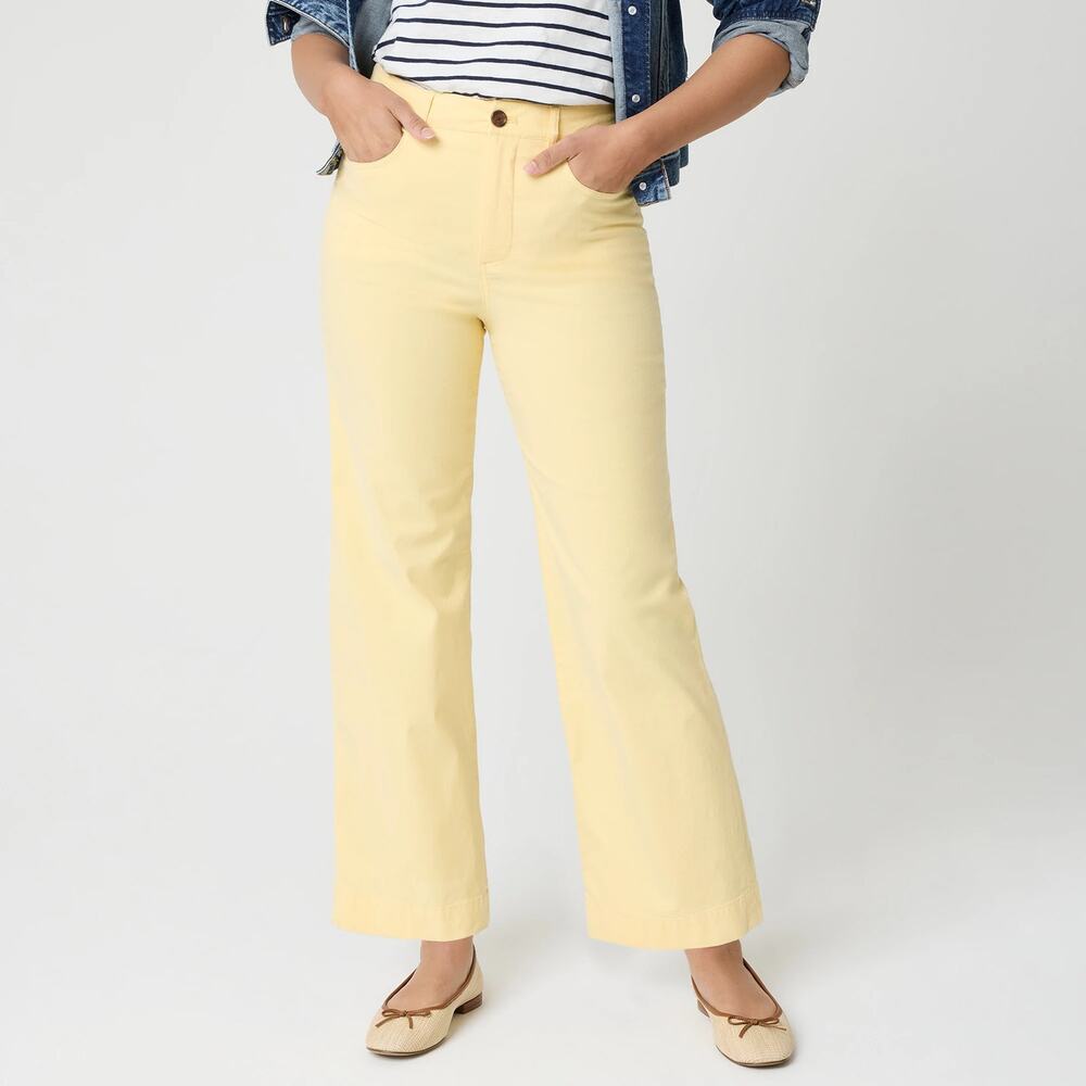J.Crew Ella wide-leg cropped pant Cotton Blend High Rise Yellow US 31 NWT